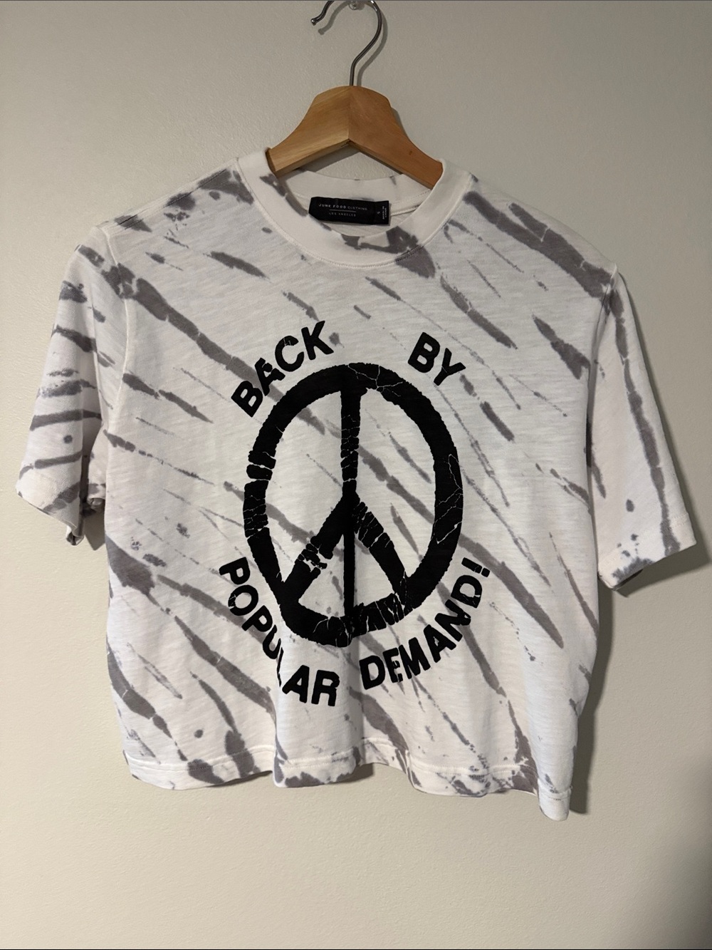 Junk Food Clothing White Tee with Gray Tie-Dye Accents